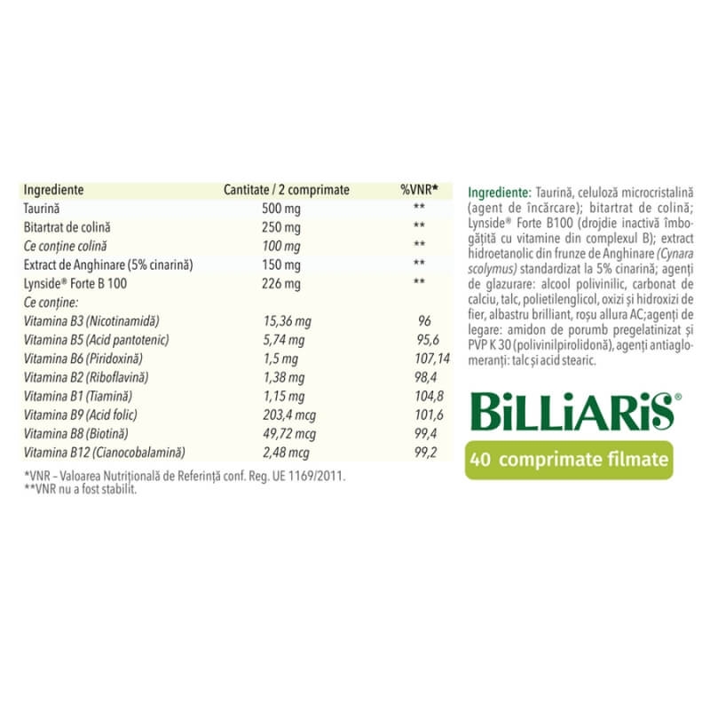 Billiaris, 40 comprimate, Hyllan Billiaris, 40 comprimate, Hyllan