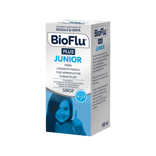 Bioflu Plus Junior sirop, 100 ml, Biofarm Bioflu Plus Junior sirop, 100 ml, Biofarm