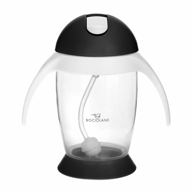 Bocioland - Cana de apa cu pai si manere, 300 ml, 6 luni+, Black Bocioland - Cana de apa cu pai si manere, 300 ml, 6 luni+, Black