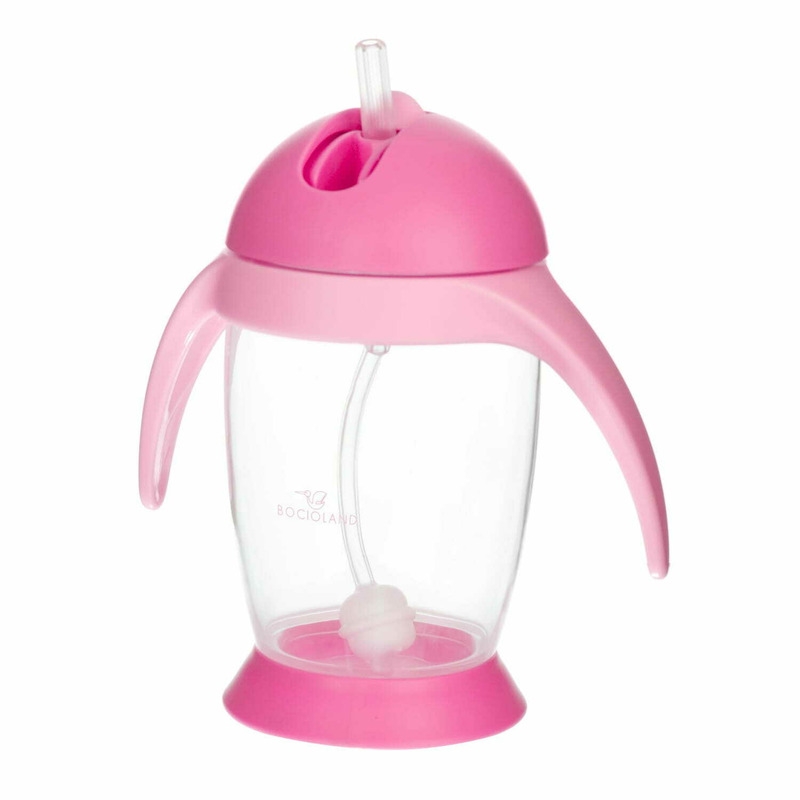 Bocioland - Cana de apa cu pai si manere, 300 ml, 6 luni+, Pink Bocioland - Cana de apa cu pai si manere, 300 ml, 6 luni+, Pink