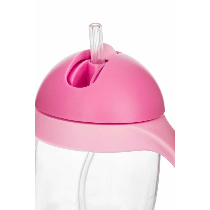 Bocioland - Cana de apa cu pai si manere, 300 ml, 6 luni+, Pink Bocioland - Cana de apa cu pai si manere, 300 ml, 6 luni+, Pink