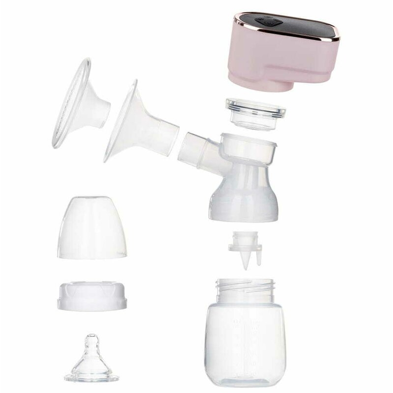 Bocioland - Pompa electrica de san, Clara, Modul de stimulare, Aspirare si functie masaj, Cu biberon si o suzeta, Pink Bocioland - Pompa electrica de san, Clara, Modul de stimulare, Aspirare si functie masaj, Cu biberon si o suzeta, Pink