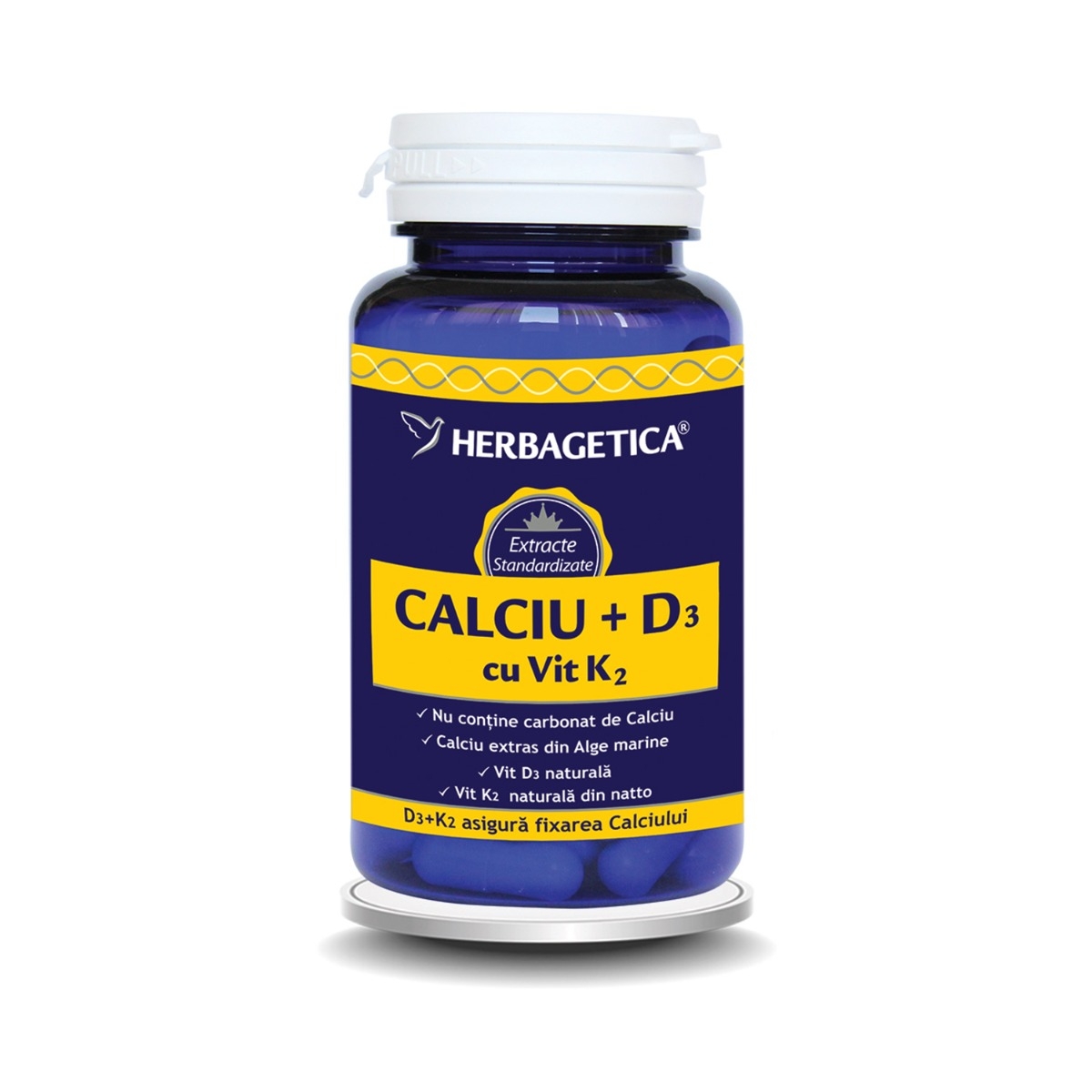 Herbagetica - Calciu+D3 cu Vitamina K2 30caps Herbagetica - Calciu+D3 cu Vitamina K2 30caps