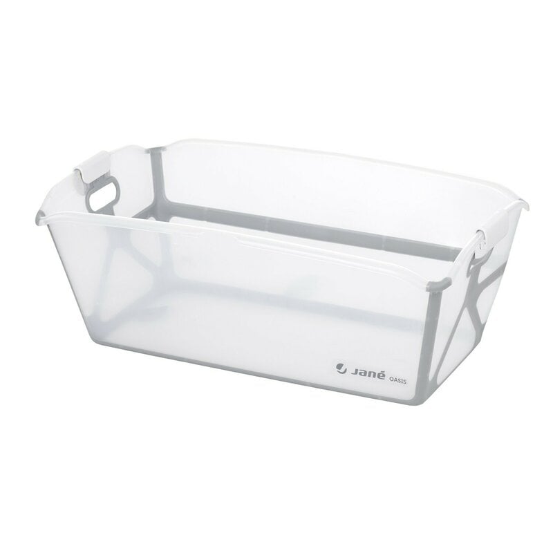 Cadita de baie cu pliere ultra-compacta, Jane, Oasis, Cu doua manere, 68 x 42 x 26 cm, Conform cu standardul european de siguranta EN 17072:2018, White