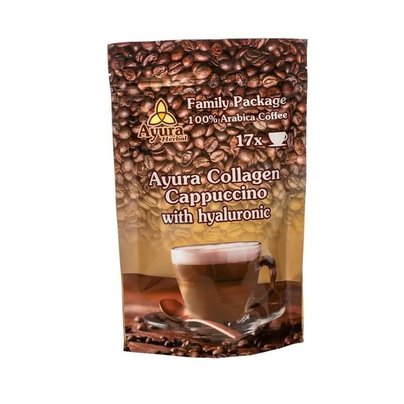Cafea cu colagen si acid hialuronic Collagen Capuccino, 250 g, Ayura Herbal Cafea cu colagen si acid hialuronic Collagen Capuccino, 250 g, Ayura Herbal