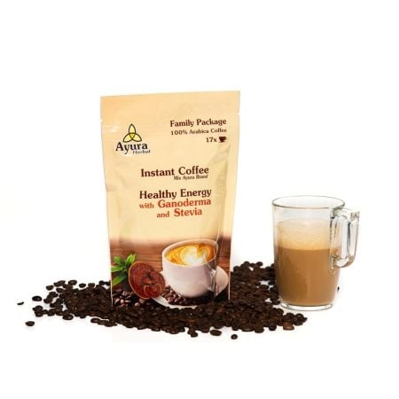 Cafea cu ganoderma si stevie Instant Coffee Mix Family Pack, 250 g, Ayura Herbal Cafea cu ganoderma si stevie Instant Coffee Mix Family Pack, 250 g, Ayura Herbal