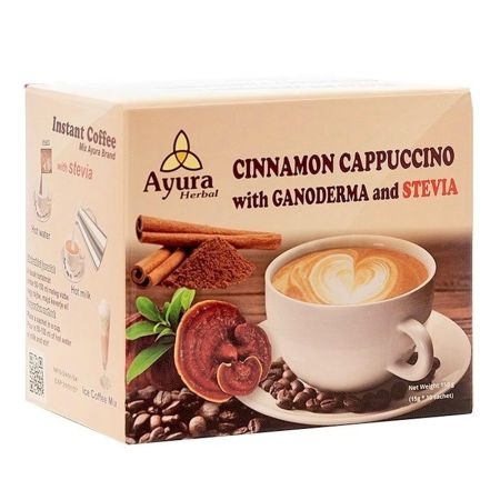 Cafea cu ganoderma si stevie Ganoderma Capuccino, 10 plicuri, Ayura Herbal Cafea cu ganoderma si stevie Ganoderma Capuccino, 10 plicuri, Ayura Herbal