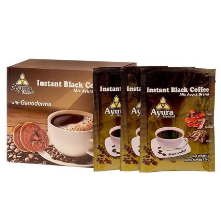 Cafea cu ganoderma Instant Black Coffee Mix, 10 plicuri, Ayura Herbal