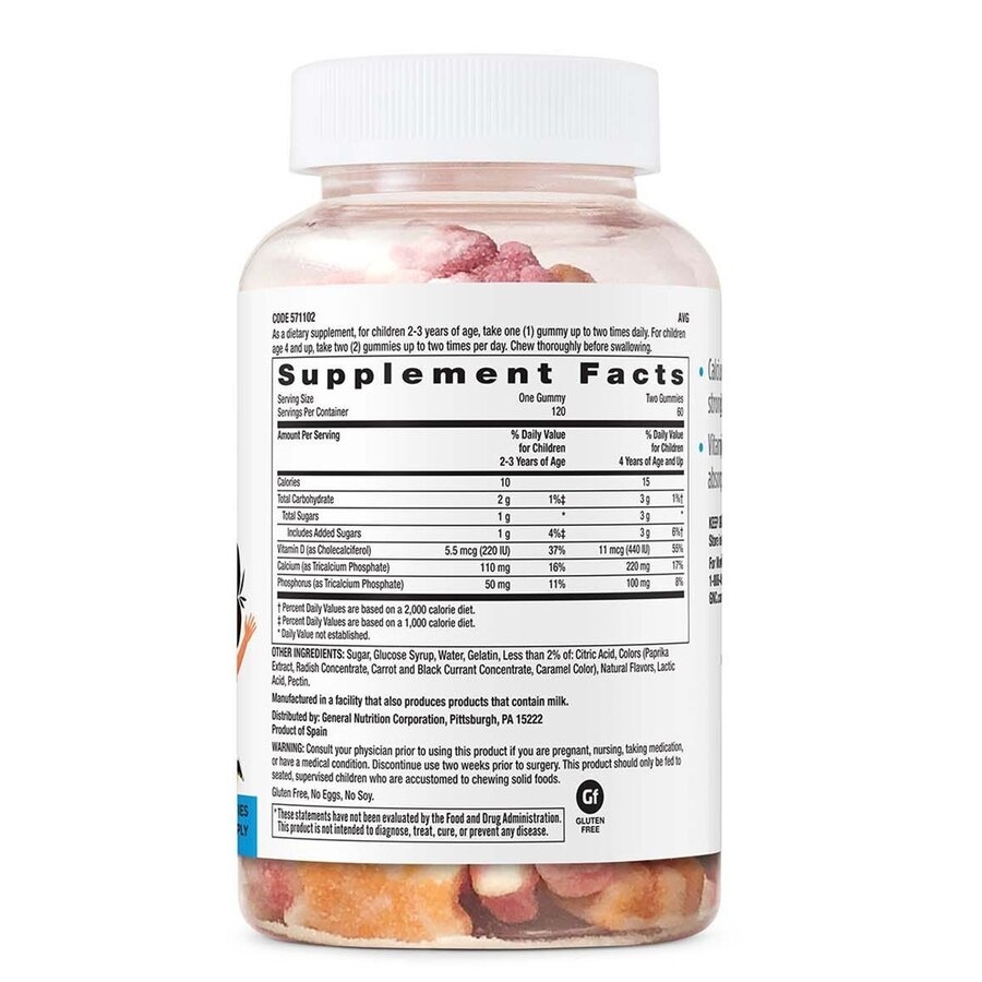 Calciu cu aroma de fructe pentru copii 2-12 ani Milestones Kids Gummy, 120 jeleuri, GNC