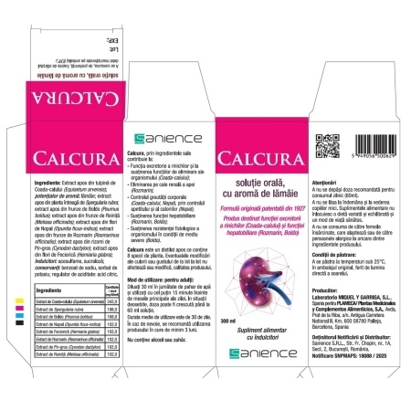 Calcura solutie orala cu aroma de lamaie, 300 ml, Sanience Calcura solutie orala cu aroma de lamaie, 300 ml, Sanience