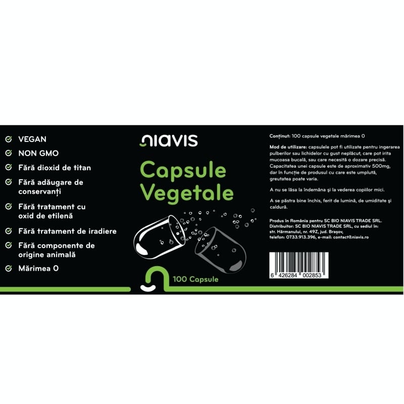 Capsule vegetale goale, 100 bucati, Niavis Capsule vegetale goale, 100 bucati, Niavis