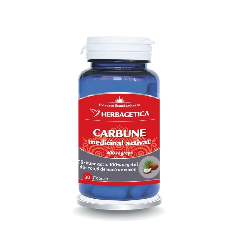 Carbune medicinal activat, 30 capsule, Herbagetica Carbune medicinal activat, 30 capsule, Herbagetica