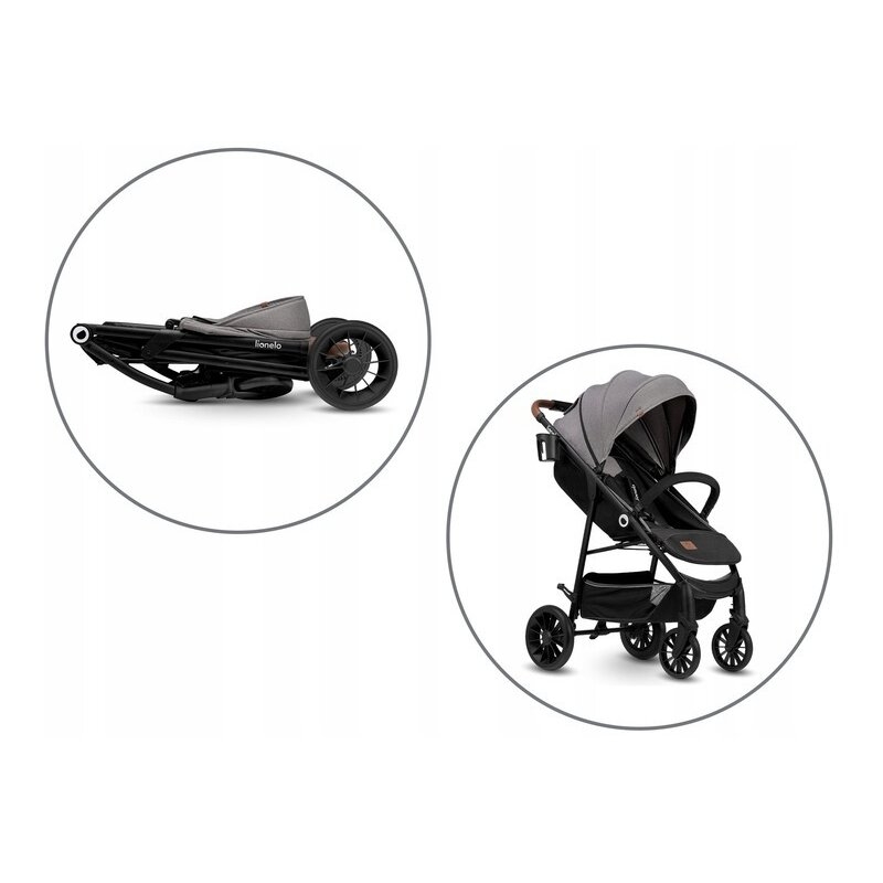 Lionelo - Carucior sport Zoey, De la nastere, Cu accesorii, Cadru din aluminiu, 0- 15 kg, Gri