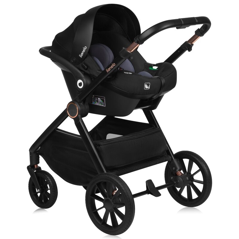 Carucior 3 in 1, Lionelo, Layla, Pana la 22 kg, Cadru aluminiu, Cu landou intarit si salteluta din spuma AirDots, Scoica auto, Reversibil, Cu ventilatie 3D, Cu accesorii, EN1888-1, EN1888-2, EN1466, Verde