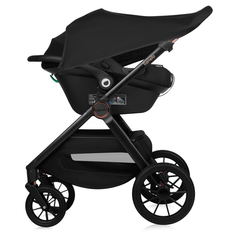 Carucior 3 in 1, Lionelo, Layla, Pana la 22 kg, Cadru aluminiu, Cu landou intarit si salteluta din spuma AirDots, Scoica auto, Reversibil, Cu ventilatie 3D, Cu accesorii, EN1888-1, EN1888-2, EN1466, Verde