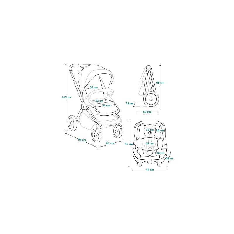 Carucior 3 in 1, Lionelo, Layla, Pana la 22 kg, Cadru aluminiu, Cu landou intarit si salteluta din spuma AirDots, Scoica auto, Reversibil, Cu ventilatie 3D, Cu accesorii, EN1888-1, EN1888-2, EN1466, Verde