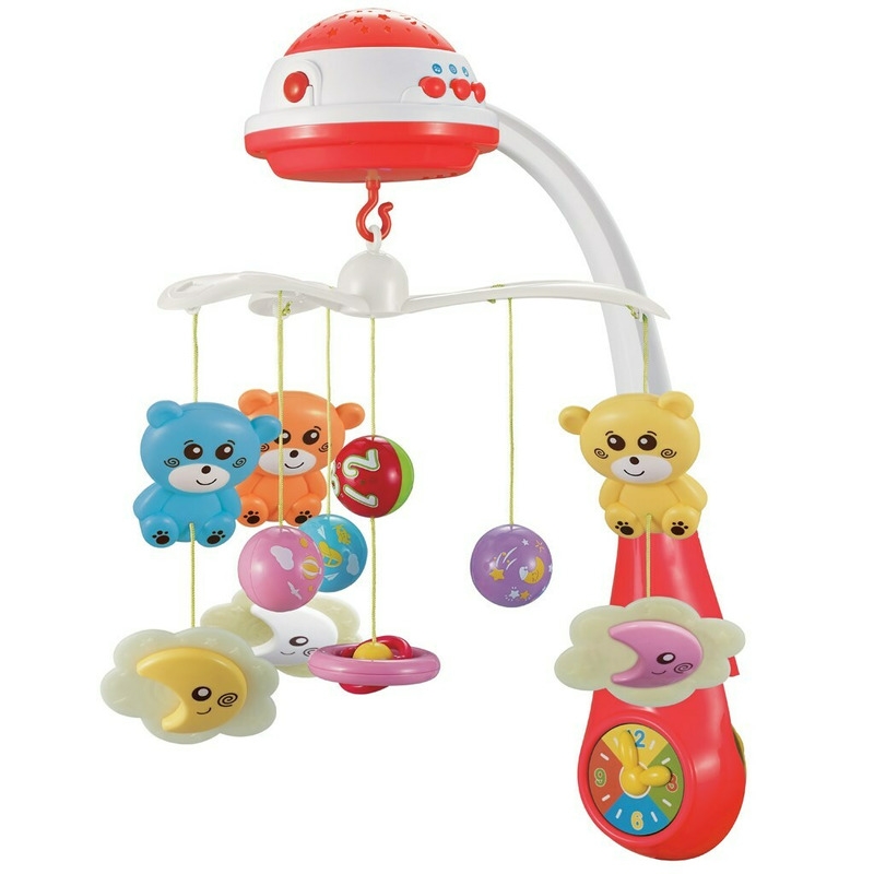 Carusel muzical pentru patut bebelusi, Cu proiectii, Cu melodii si sunete ale naturii, Cu 11 jucarii, Baby Mix, Red Carusel muzical pentru patut bebelusi, Cu proiectii, Cu melodii si sunete ale naturii, Cu 11 jucarii, Baby Mix, Red