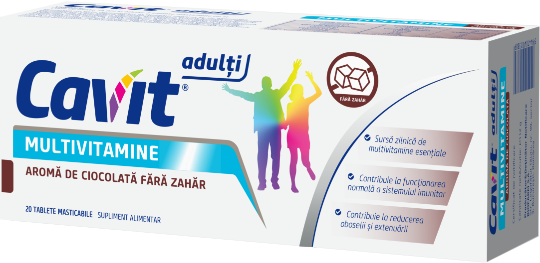 Cavit - Adulti multivitamine ciocolata fara zahar 20tb