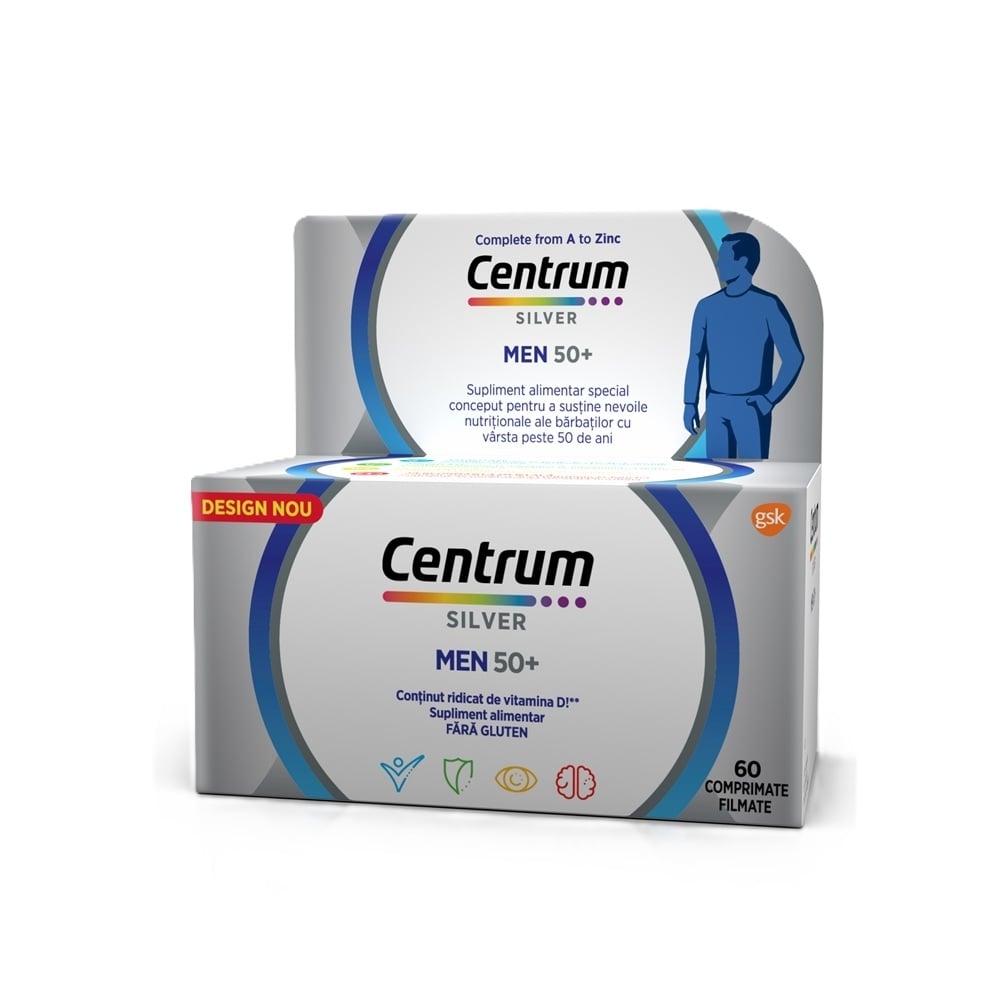 Centrum Silver 50+ pentru barbati, 60 comprimate, GSK (Haleon) Centrum Silver 50+ pentru barbati, 60 comprimate, GSK (Haleon)