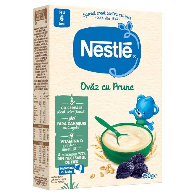 Cereale din ovaz cu prune, +6 luni, 250 g, Nestle Cereale din ovaz cu prune, +6 luni, 250 g, Nestle