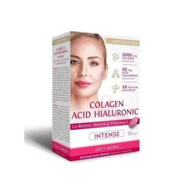 Colagen cu acid hialuronic Intense, 30 capsule, Interherb Colagen cu acid hialuronic Intense, 30 capsule, Interherb