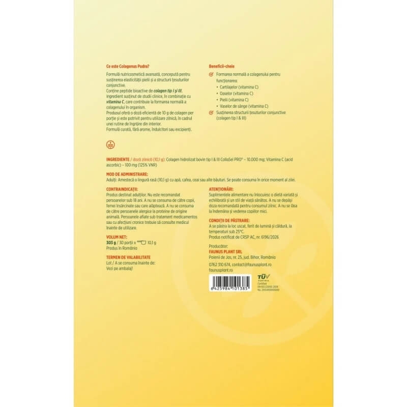 Colagenus cu vitamina C pudra, 303 g, Faunus Plant