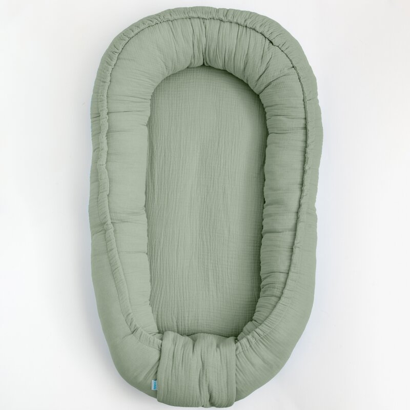 Cosulet bebelus, New Baby, Pentru dormit, Baby Nest 80 x 50 cm, Din muselina, Din materiale certificate Oeko Tex Standard 100, Salvia Cosulet bebelus, New Baby, Pentru dormit, Baby Nest 80 x 50 cm, Din muselina, Din materiale certificate Oeko Tex Standard 100, Salvia