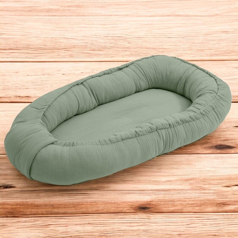 Cosulet bebelus, New Baby, Pentru dormit, Baby Nest 80 x 50 cm, Din muselina, Din materiale certificate Oeko Tex Standard 100, Salvia Cosulet bebelus, New Baby, Pentru dormit, Baby Nest 80 x 50 cm, Din muselina, Din materiale certificate Oeko Tex Standard 100, Salvia