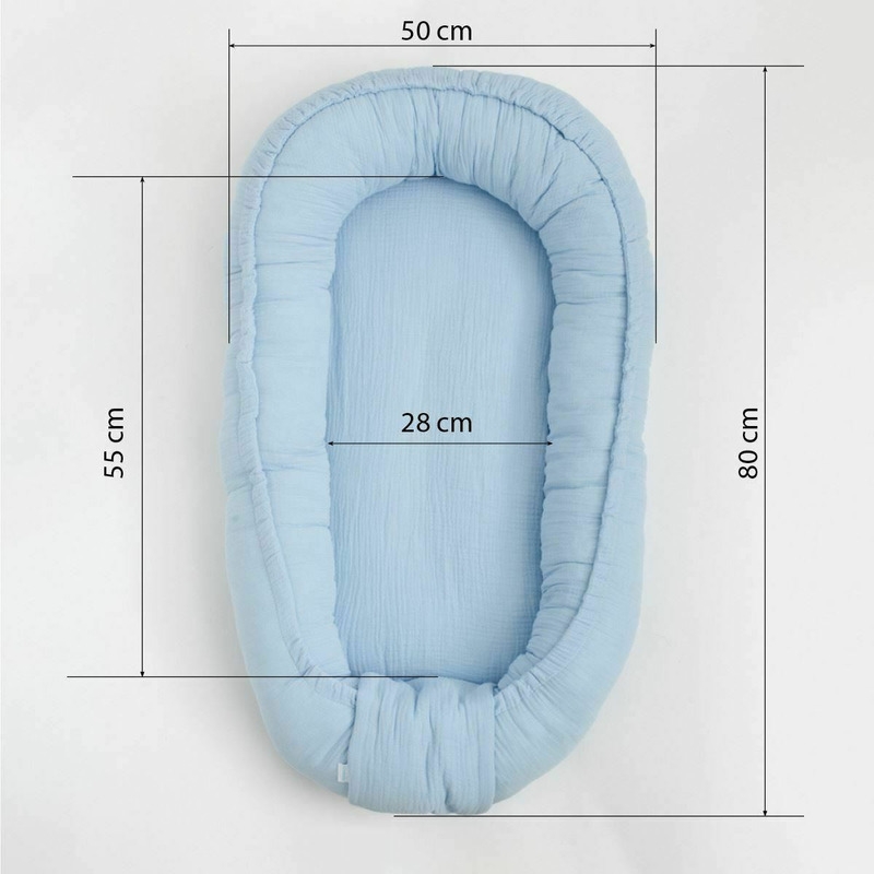 Cosulet bebelus pentru dormit, Baby Nest 80 x 50 cm, Din muselina, Din materiale certificate Oeko Tex Standard 100, New Baby, White Cosulet bebelus pentru dormit, Baby Nest 80 x 50 cm, Din muselina, Din materiale certificate Oeko Tex Standard 100, New Baby, White