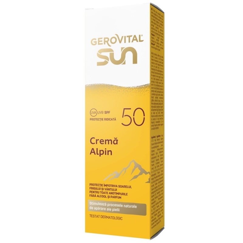 Crema pentru fata cu SPF 50 Alpin Sun, 50 ml, Gerovital Crema pentru fata cu SPF 50 Alpin Sun, 50 ml, Gerovital