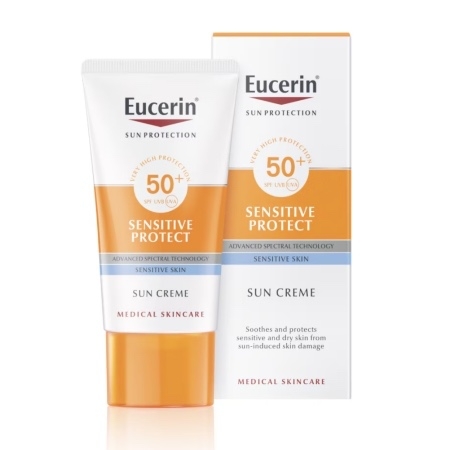 Crema de fata SPF 50+ Sun Protection Sensitive Protect, 50 ml, Eucerin