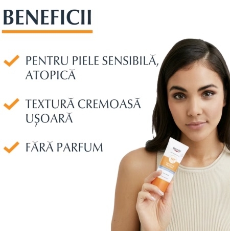 Crema de fata SPF 50+ Sun Protection Sensitive Protect, 50 ml, Eucerin