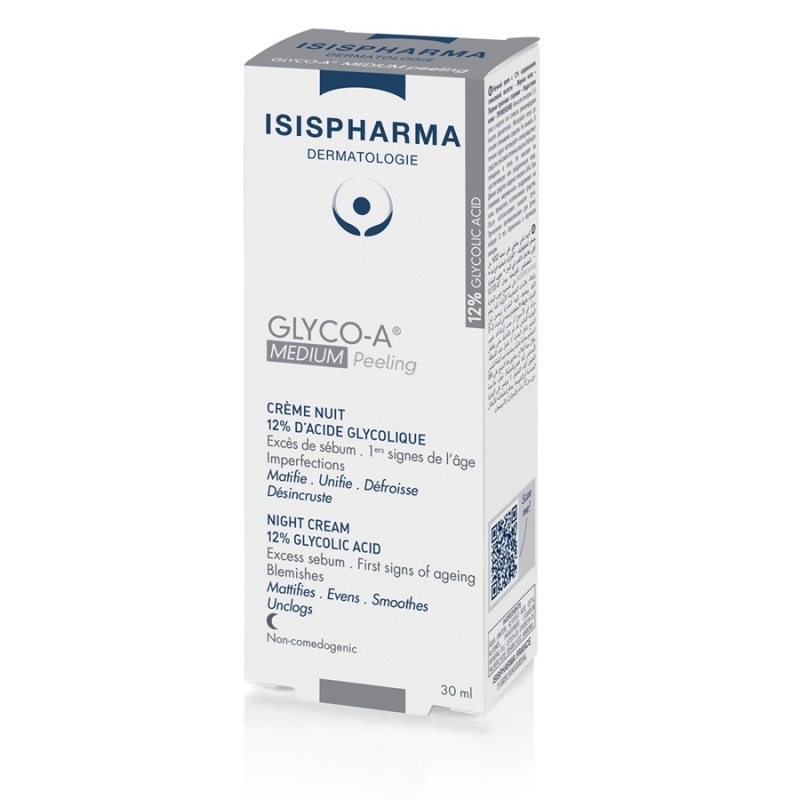 Crema de noapte cu 12% acid glicolic Glyco-A Medium Peeling, 30 ml, Isispharma