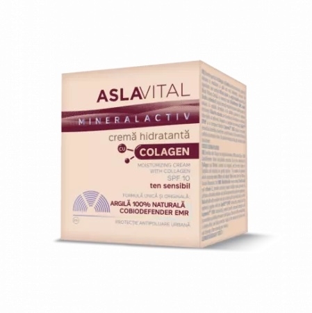 Crema hidratanta cu colagen SPF 10 Mineralactiv, 50 ml, AslaVital