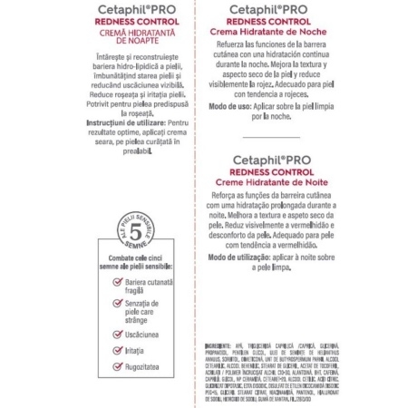 Crema hidratanta de noapte Redness Control PRO, 50 ml, Cetaphil Crema hidratanta de noapte Redness Control PRO, 50 ml, Cetaphil
