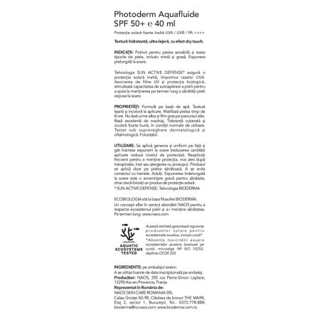 Crema lejera cu SPF50+ Invisible Aquafluide Photoderm, 40 ml, Bioderma Crema lejera cu SPF50+ Invisible Aquafluide Photoderm, 40 ml, Bioderma