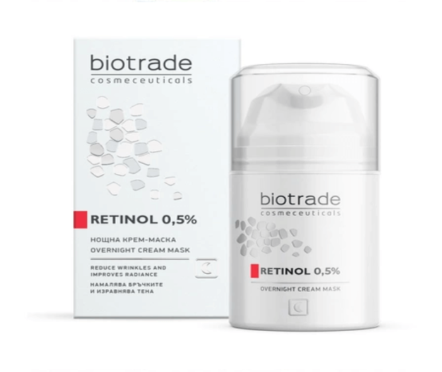 Crema masca de noapte cu retinol 0,5%, 50 ml, Biotrade Crema masca de noapte cu retinol 0,5%, 50 ml, Biotrade