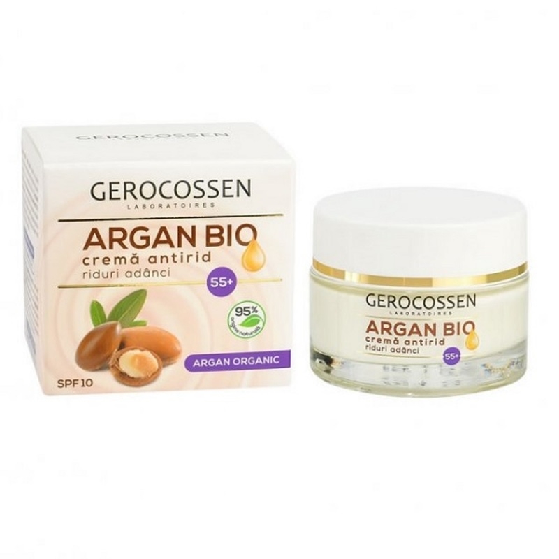 Crema pentru combaterea ridurilor adanci cu SPF 10 55+ Argan Bio, 50 ml, Gerocossen Crema pentru combaterea ridurilor adanci cu SPF 10 55+ Argan Bio, 50 ml, Gerocossen