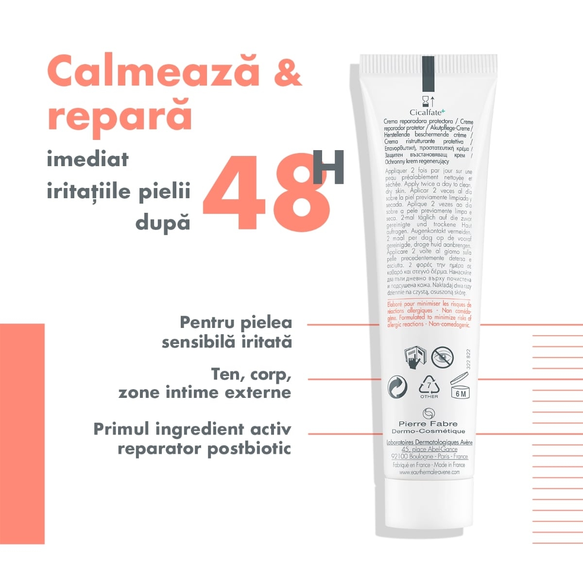 Crema reparatoare si protectoare Cicalfate, 100 ml, Avene Crema reparatoare si protectoare Cicalfate, 100 ml, Avene