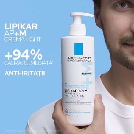 Crema triplu reparatoare cu textura lejera Lipikar Light AP+M, 400 ml, La Roche-Posay