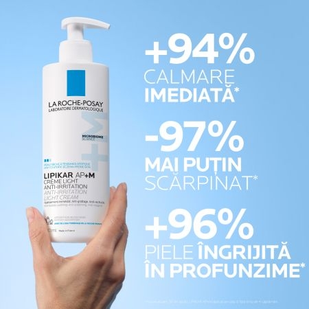 Crema triplu reparatoare cu textura lejera Lipikar Light AP+M, 400 ml, La Roche-Posay