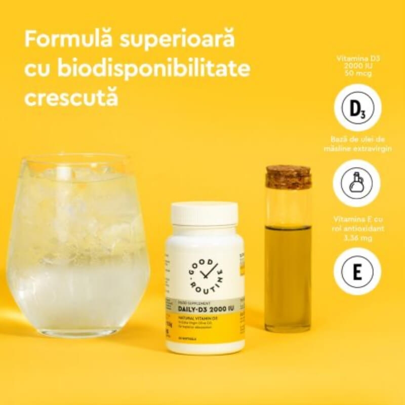 Daily D3 Good Routine, Vitamina D3 2000 UI, 60 capsule moi, Secom Daily D3 Good Routine, Vitamina D3 2000 UI, 60 capsule moi, Secom