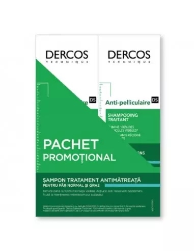 Pachet Sampon anti-matreata pentru par normal-gras Dercos, 200 ml + 200 ml, Vichy Pachet Sampon anti-matreata pentru par normal-gras Dercos, 200 ml + 200 ml, Vichy