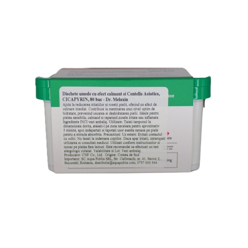 Dischete Umede Cu Efect Calmant Si Centella Asiatica Cicapyrin, 80 bucati, Dr. Melaxin