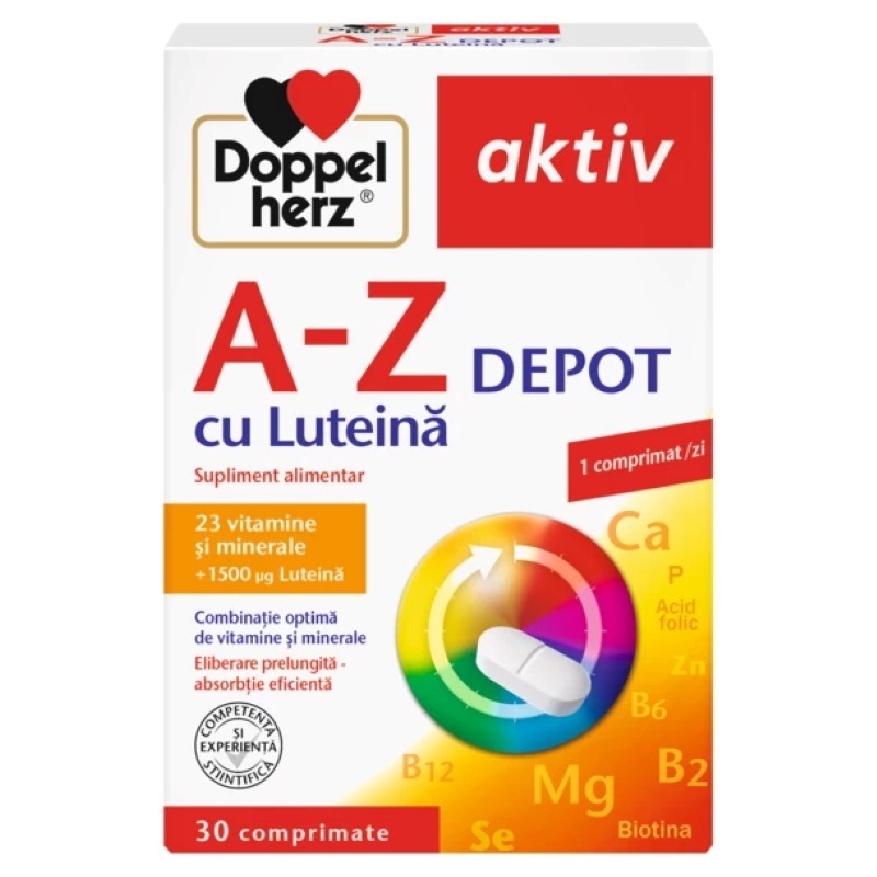 Aktiv A-Z Retard cu Luteina, 30compr, Doppelherz Aktiv A-Z Retard cu Luteina, 30compr, Doppelherz