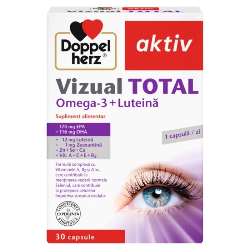 Aktiv Vizual Total Omega 3 + Zeaxantina + Luteina, 30caps, Doppelherz Aktiv Vizual Total Omega 3 + Zeaxantina + Luteina, 30caps, Doppelherz