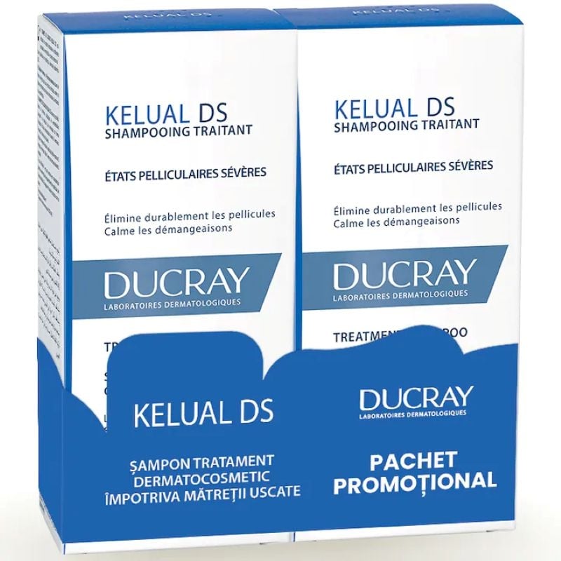 Pachet Sampon tratament dermatocosmetic anti-matreata severa Kelual DS, 100 ml + 100 ml, Ducray Pachet Sampon tratament dermatocosmetic anti-matreata severa Kelual DS, 100 ml + 100 ml, Ducray