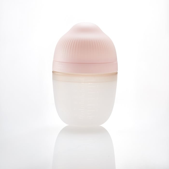Biberon Anticolici Mombella Breast-Like, 210ml, Tetina M flux mediu, 100% Silicon, Old Roze