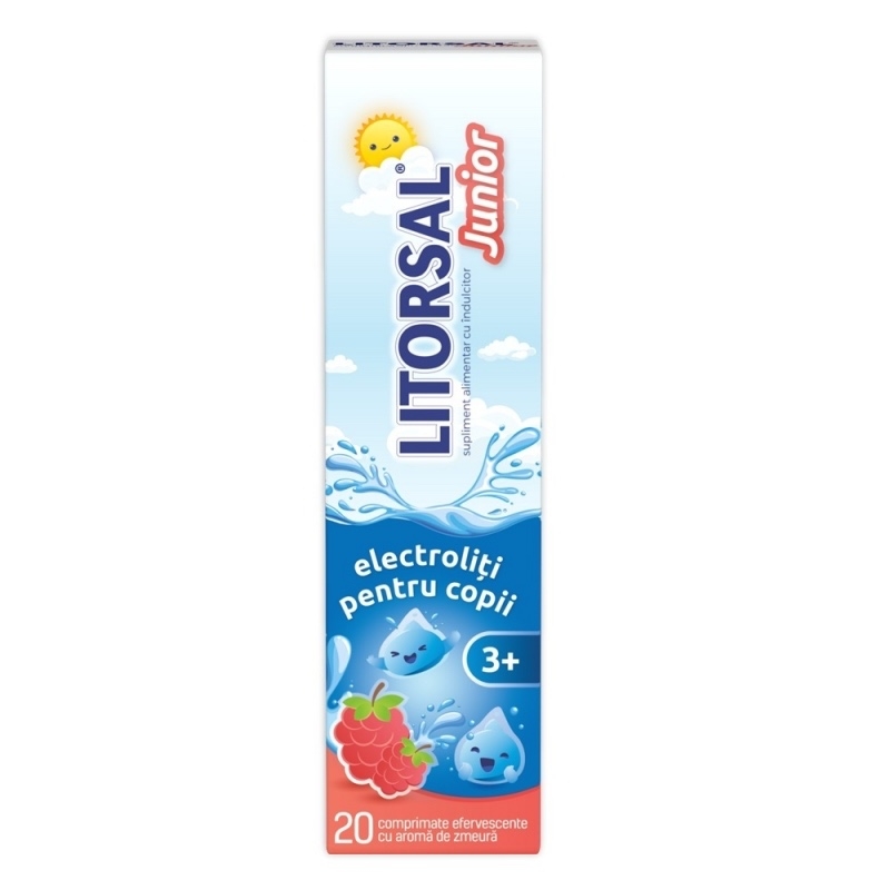 Litorsal Junior cu aroma de zmeura pentru copii +3 ani, 20 comprimate efervescente, Zdrovit Litorsal Junior cu aroma de zmeura pentru copii +3 ani, 20 comprimate efervescente, Zdrovit