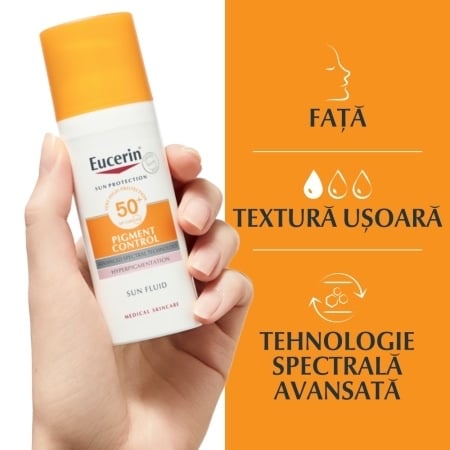 Crema de fata SPF 50+ Sun Protection Pigment Control, 50 ml, Eucerin Crema de fata SPF 50+ Sun Protection Pigment Control, 50 ml, Eucerin